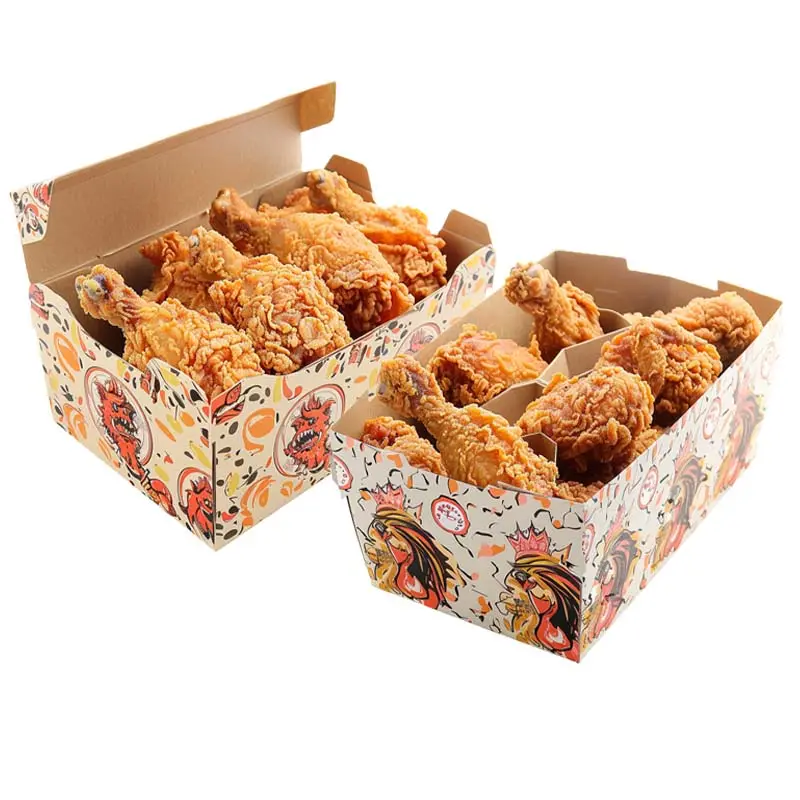 Impression personnalisée de qualité alimentaire jetable à emporter emballage boîtes de poulet frit avec logo