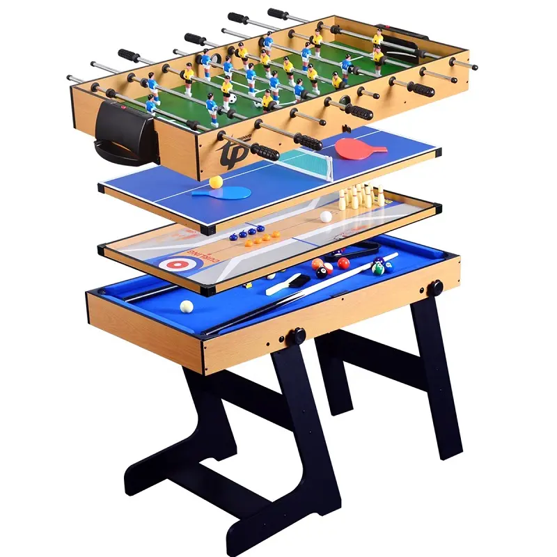 โต๊ะสนุกเกอร์และบิลเลียดแบบพับได้หลายเกม,โต๊ะปิงปองบิลเลียดเพื่อความบันเทิงขายส่งขนาดเล็ก5 In 1