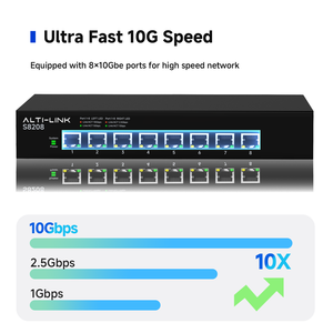 8-Port 10 Gbit/s Hoch kosten günstiger Ethernet-Netzwerk-Switch 160 Gbit/s Kapazität Leistungs starker Chipsatz IGMP-Snoop ing-Funktion
