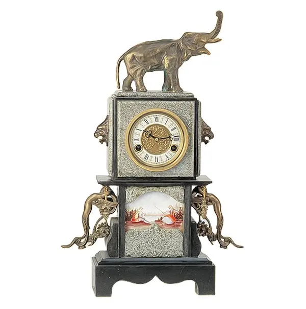Reloj de mesa de imitación antiguo de latón fundido francés, para compartir las frutas a los niños, mecánico, Vintage