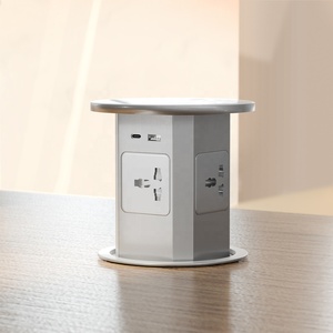 液压提升插座桌面弹出式插座，带usb-c通用/美国/英国/TL四面插座电源隐藏安装 - Product Image 1
