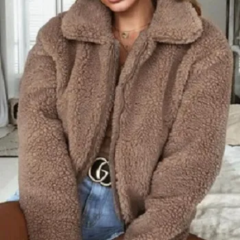 Женские толстые теплые пальто, 6 цветов, S-3XL зимняя одежда из овечьей шерсти из махровой ткани с мехом женские Мишка Тедди пальто джинсовая куртка