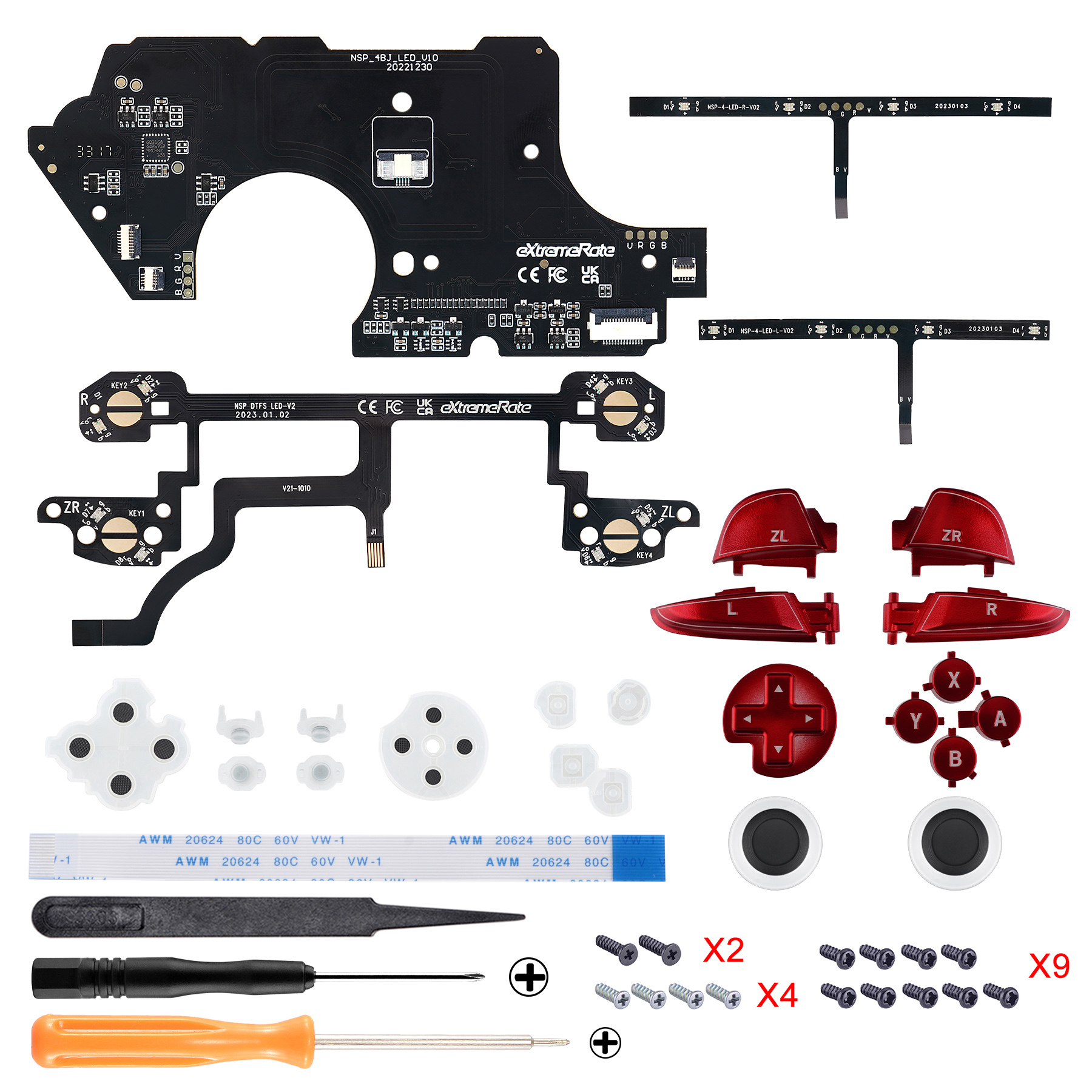 LED Kit With Scarlet Red Button NSLED019