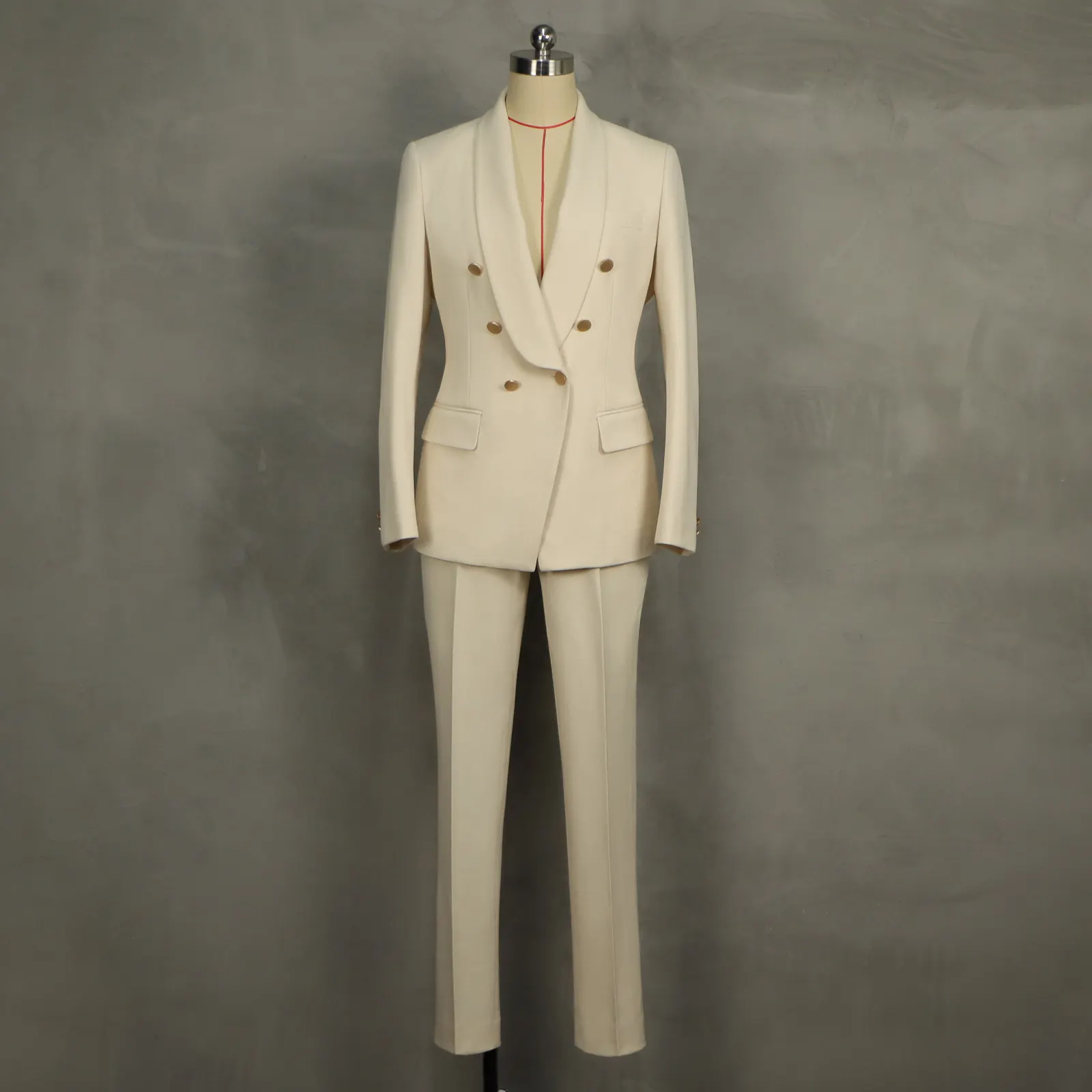 Traje oficial de alta calidad para mujer, traje Formal de lana de Marfil a la moda para mujer, conjunto de traje personalizado blanco, chaqueta para mujer, OEM