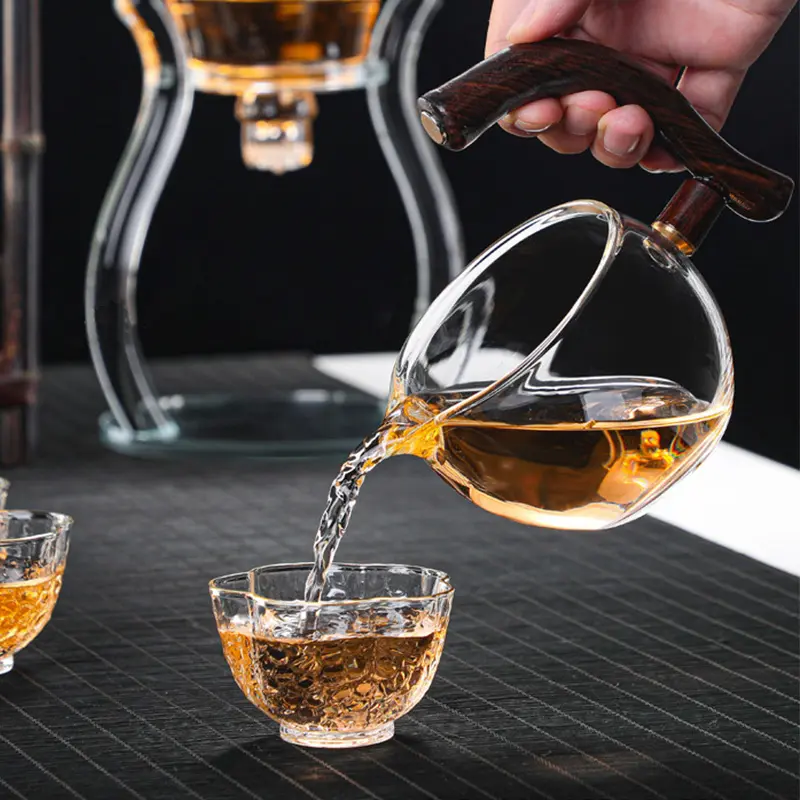 ชุดน้ำชากังฟูกึ่งอัตโนมัติแนวสร้างสรรค์,ชุดกาน้ำชาแก้วบอโรซิลิเกตทรงสูงแนวสร้างสรรค์ใช้ในครัวเรือนสำหรับคนขี้เกียจ