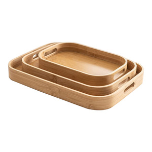 带双手柄的竹制餐盘，台式多功能餐架 - Product Image 1