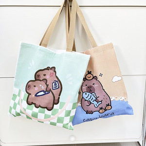 Bolso de hombro de lona de gran capacidad para mujer, nuevo Capybara Capibala, estilo de moda abierto para estudiantes, Tutorial, clase, uso escolar - Product Image 4