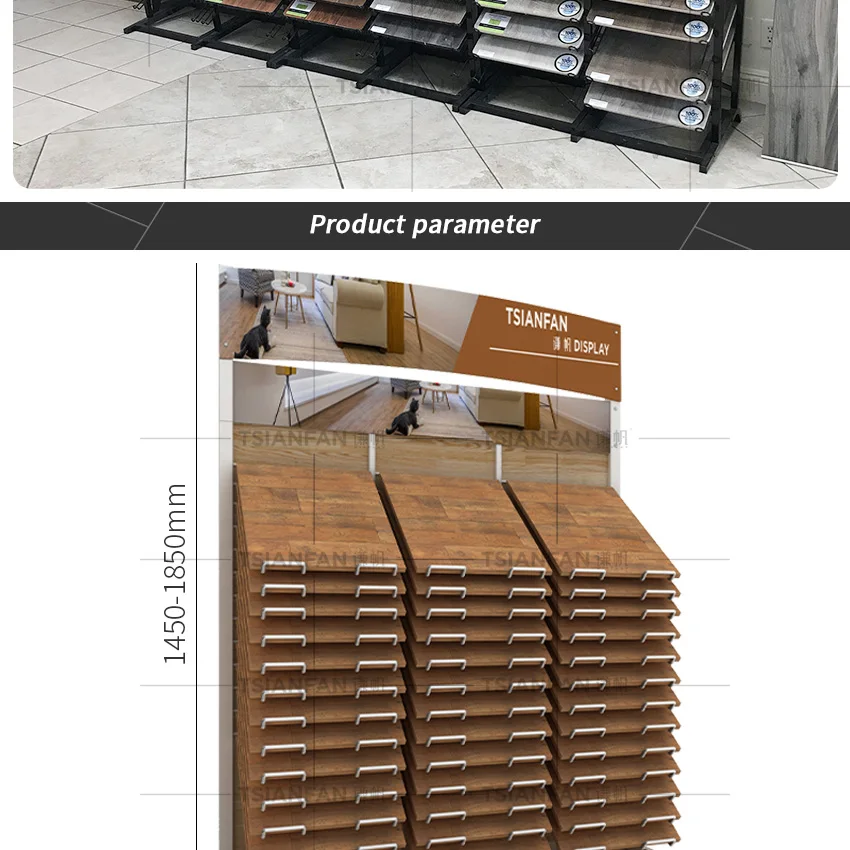 Wholesale Large Floor Parquet Display Racks Showroom Custom Size Engineered Laminate Floors Oak Stand Hard Wood Flooring Tiles