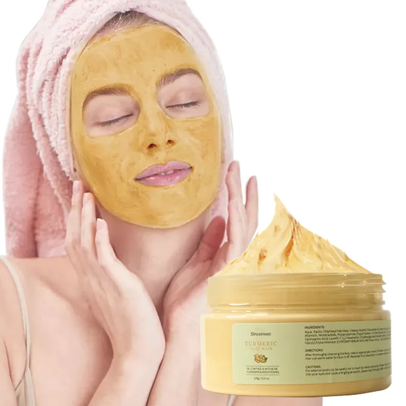 Mascarilla facial 100% Natural de alta calidad, máscara facial de belleza, antiedad, Limpieza Profunda, mascarilla de arcilla de cúrcuma hidratante, Etiqueta Privada