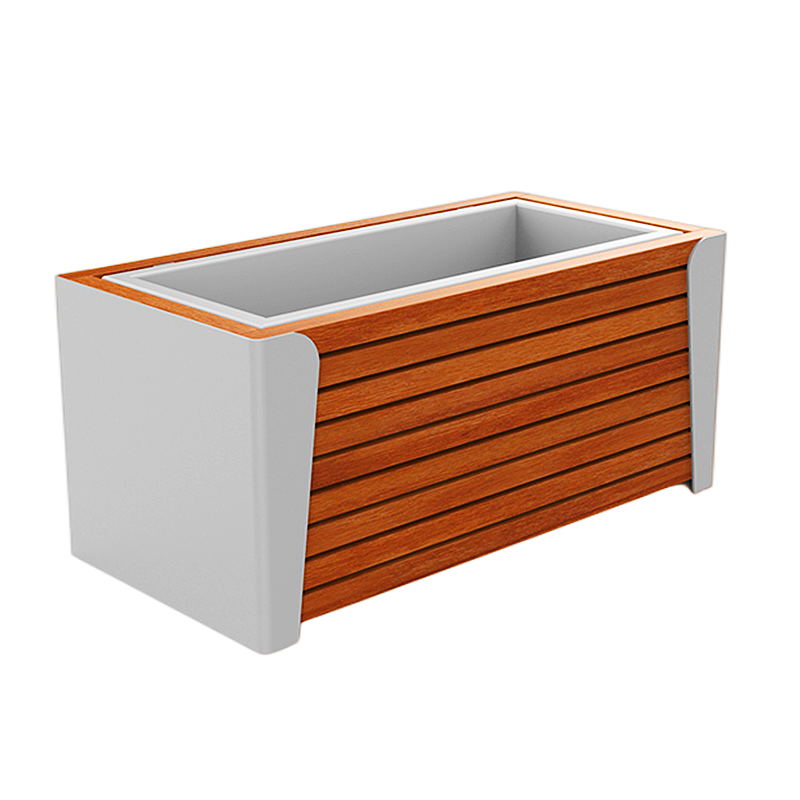 Wholesale Modern High Quality Center Mall Garden Park Street Station Outdoor Standing  Planter Wood Flowerpot