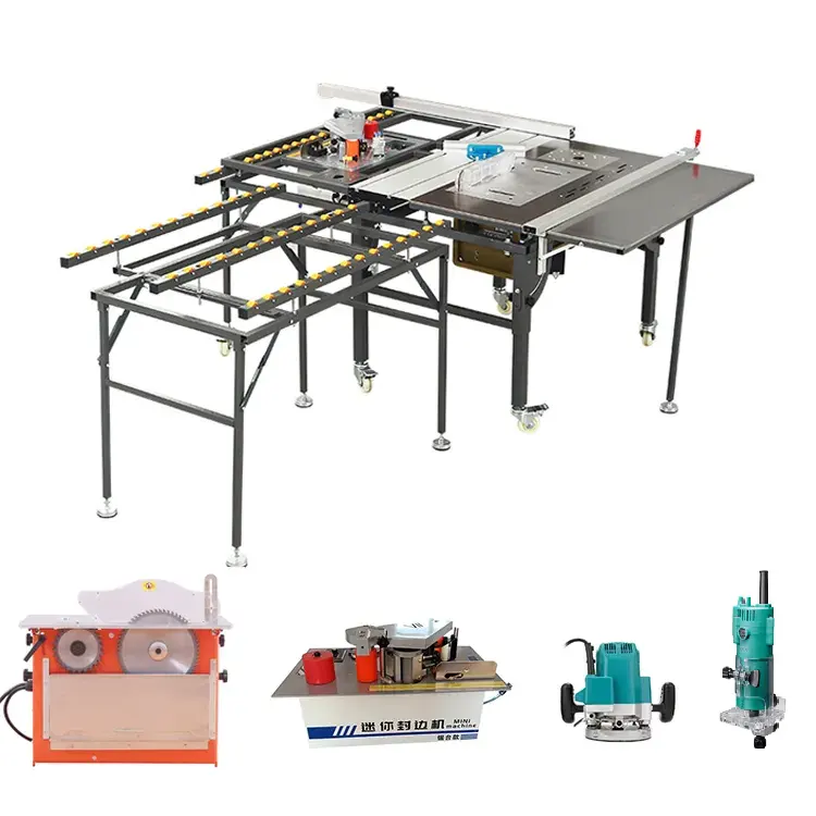 Mesa de sierra multifuncional, sierra de inglete para cortar madera, Panel DESLIZANTE, máquinas de carpintería con mesa de enrutador