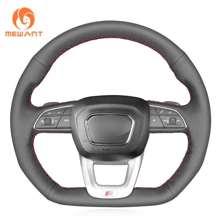 Hand Stitching PU Leather Steering Wheel Cover for Audi Q3 Q5 SQ5 Q7 SQ7 Q8 SQ8 2015-2022