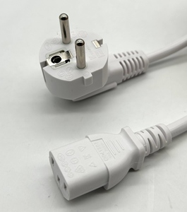 EU 1.35MホワイトパワーケーブルIEC C13 3ピンプラグ16A 250Vユーロプラグ延長コードストックコンピュータ欧州電源コード - Product Image 1