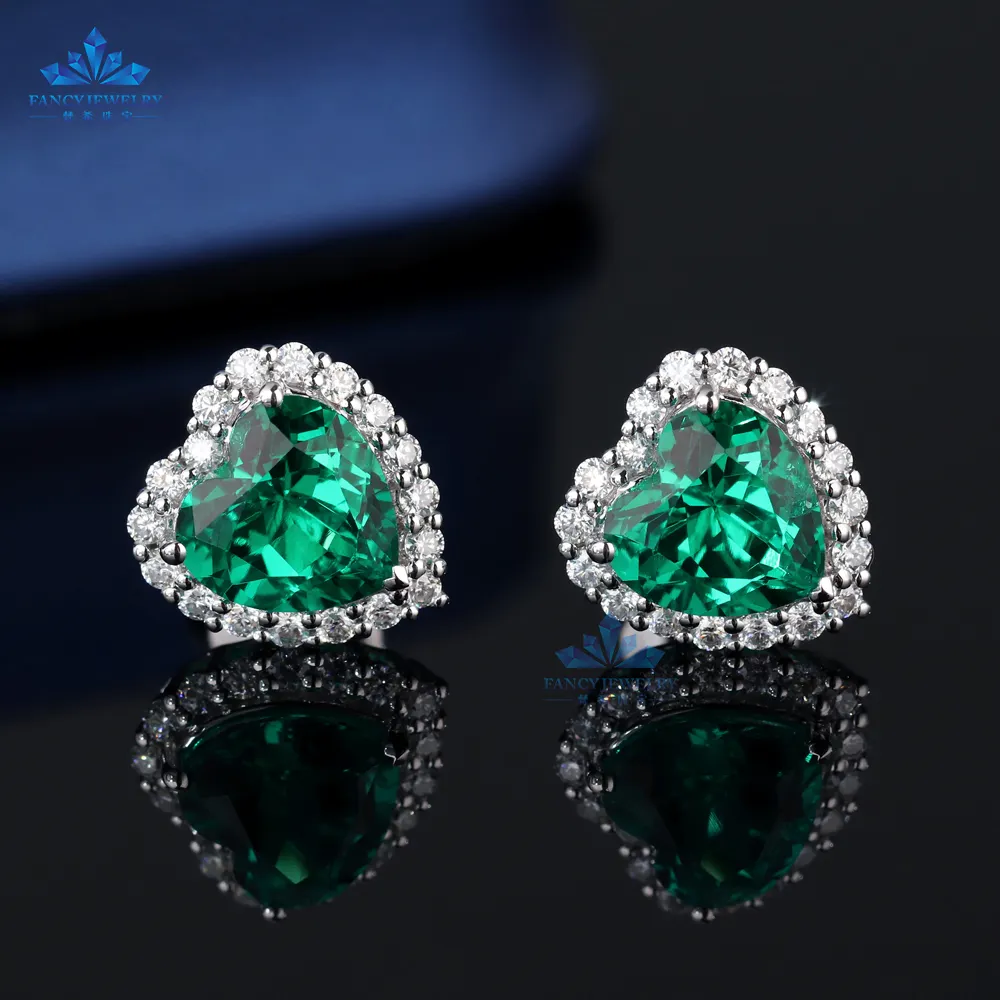 Luxury Affordable Price Lab Grown Emerald Romantic S925 Silver 10K 14K 18K Solid Gold Screw Back Earrings