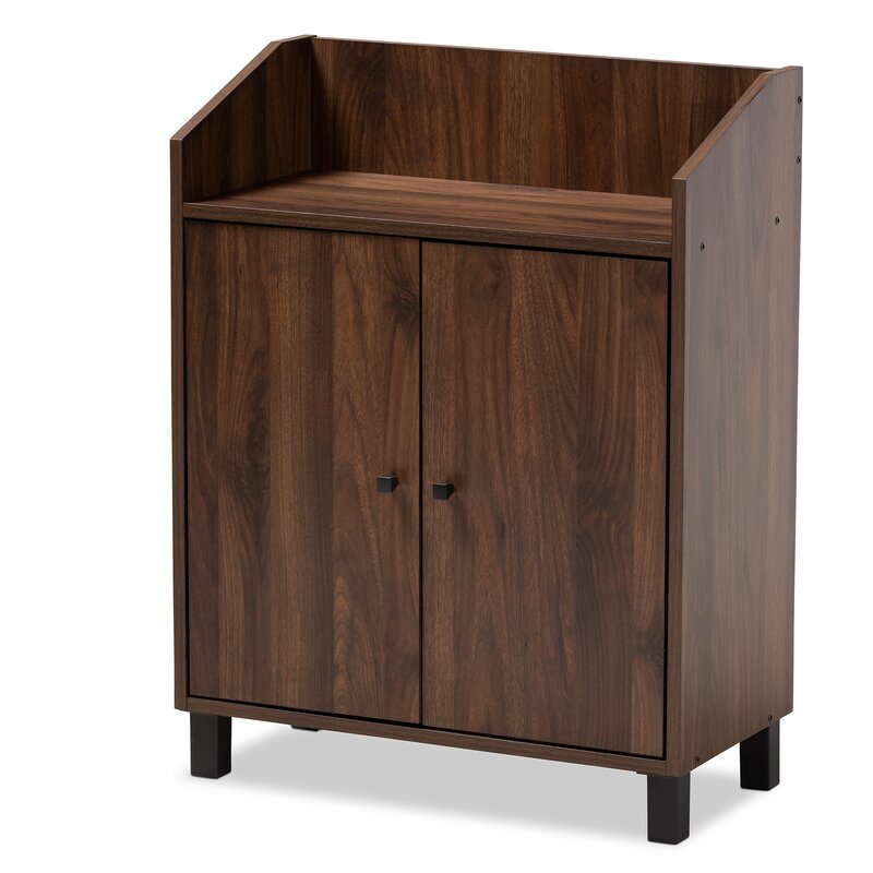 2-Door Wood Entryway 8 Pair Shoe Cabinet Shoe Rack Living Room Furniture
