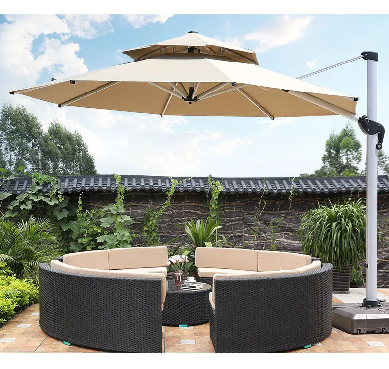 Patio Furniture Outdoor Half Round Rattan Sofa Set With Round Corner Commercial Sectional Couch Garden Wicker Table Chair