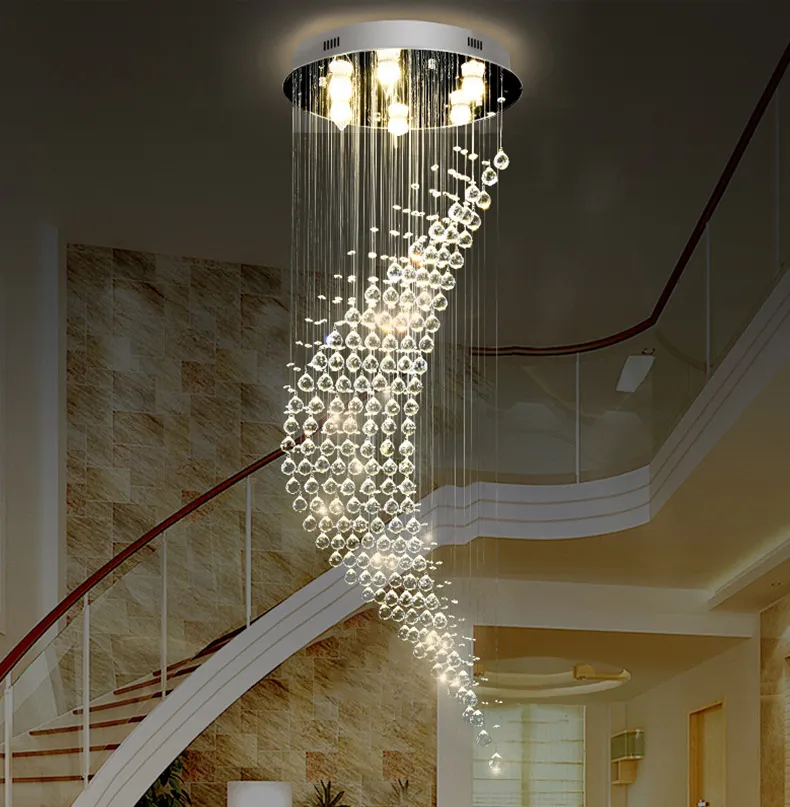 Lustre de cristal luxuoso com iluminação LED grande personalizado, lustre de cristal para escadas e hotéis, ideal para uso doméstico, venda imperdível
