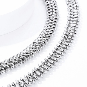 18K altın kaplama şık Metal birbirine Link zinciri çift döngü kolye Hip Hop aksesuar - Product Image 2