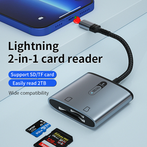 适用于iPhone <span class=keywords><strong>iPad</strong></span>的高速照明<span class=keywords><strong>2</strong></span>合1 SD tf卡读卡器OTG相机连接套件