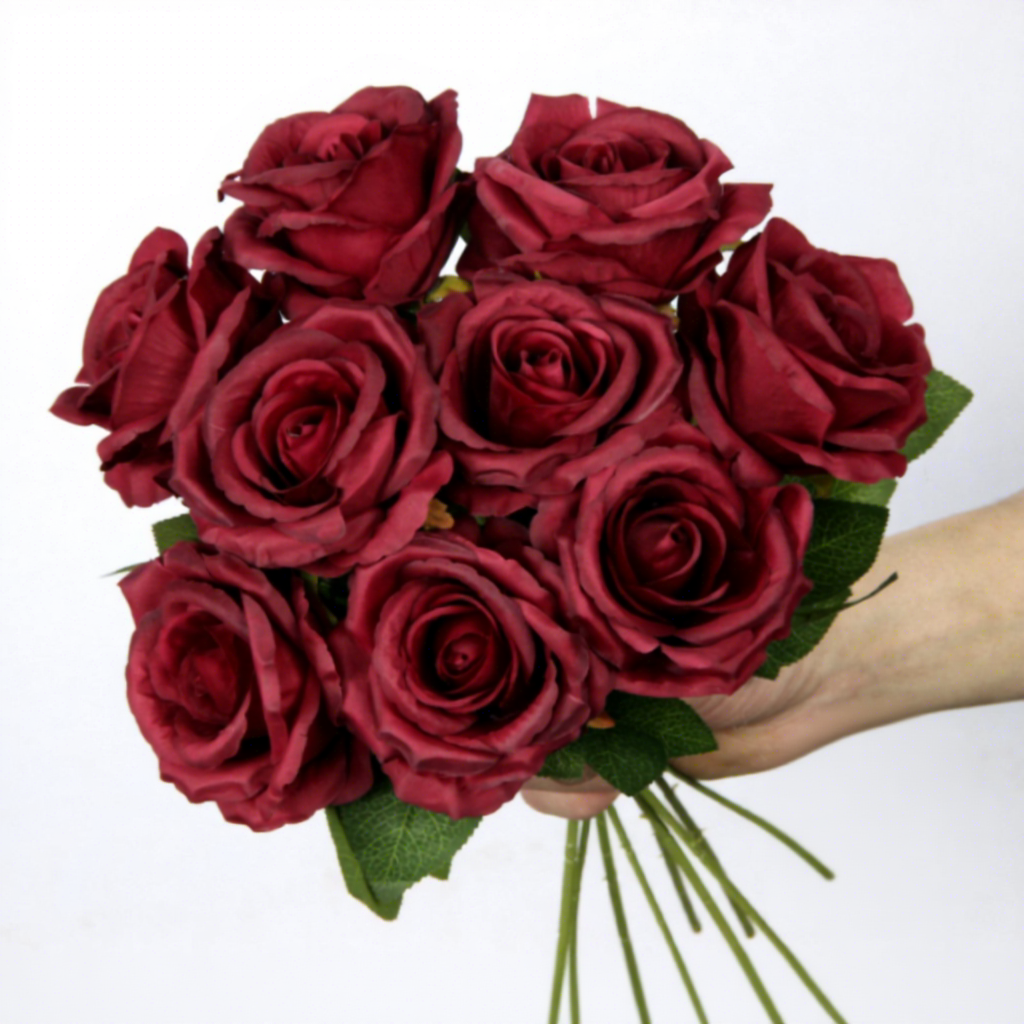 Rosa Crema de Cabeza Única Rojo Borgoña / unidad