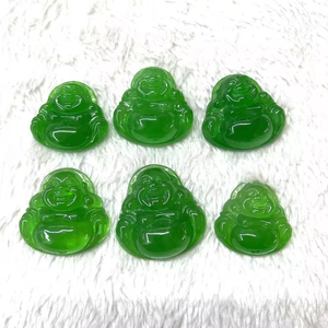 סיטונאי מיאנמר Bruma ירקן לבן ירוק צוחק Budda 35mm מגולף ירקן תליון עבור תכשיטי תלוי DIY אביזרים