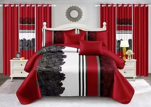 חם תבנית מוטיב פרח quilt איכות טובה מצעים שמיכות שמיכות באיכות גבוהה להגדיר מעל גודל המלך עם וילונות תואמים 12 חתיכות