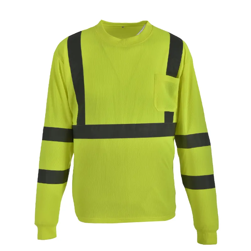 Camisas de trabalho refletoras da alta qualidade da manga longa do oem personalizável da segurança hi-vis para homens atacado