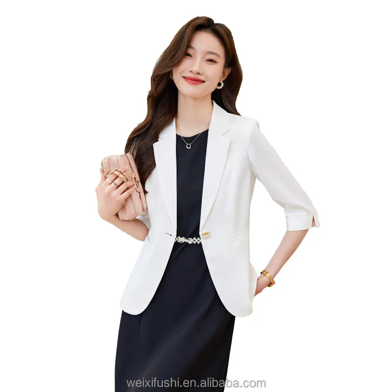 Chaqueta de traje de mujer, vestido profesional de negocios de color sólido, chaqueta y chaqueta de traje formal de oficina para mujer