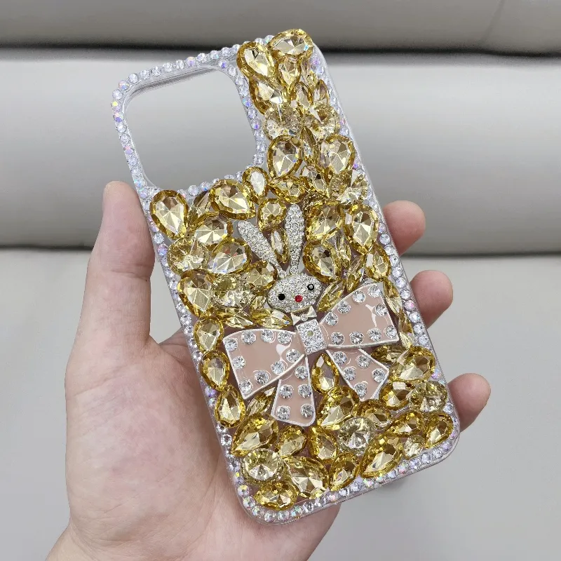 Glitter Flash Hard Diamant Kristal Siliconen 3d Mooie Geanimeerde Konijn Decoratie Mooie Girly Mobiele Telefoon Hoesjes