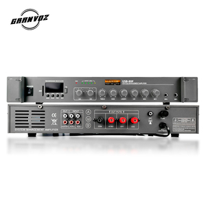 Amplificador PA de 1.5U con 2 entradas de micrófono Amplificador de sistema de megafonía de 2 zonas de metal de 2 líneas Altavoz de alto rendimiento