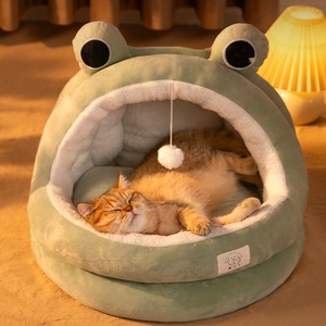 Cama de lujo para gatos, nido cálido y esponjoso semicerrado, juguete clásico en forma de rectángulo para interiores, cueva para mascotas, diseño novedoso, cartón embalado - Product Image 5