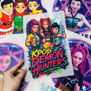 เสื้อยืดพิมพ์ลายโลโก้สีสันสดใสพิมพ์ลายด้วยความร้อนออกแบบได้ตามที่ต้องการสติกเกอร์ไวนิลพิมพ์แบบลอกลาย DTF - Product Image 3