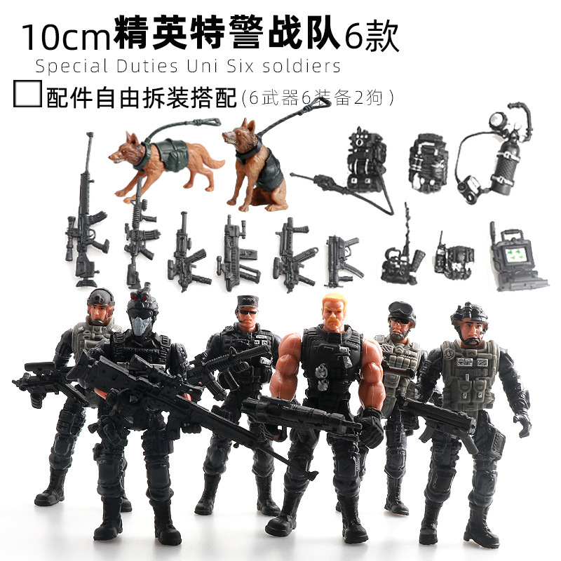 Elite swat con equipo-perro