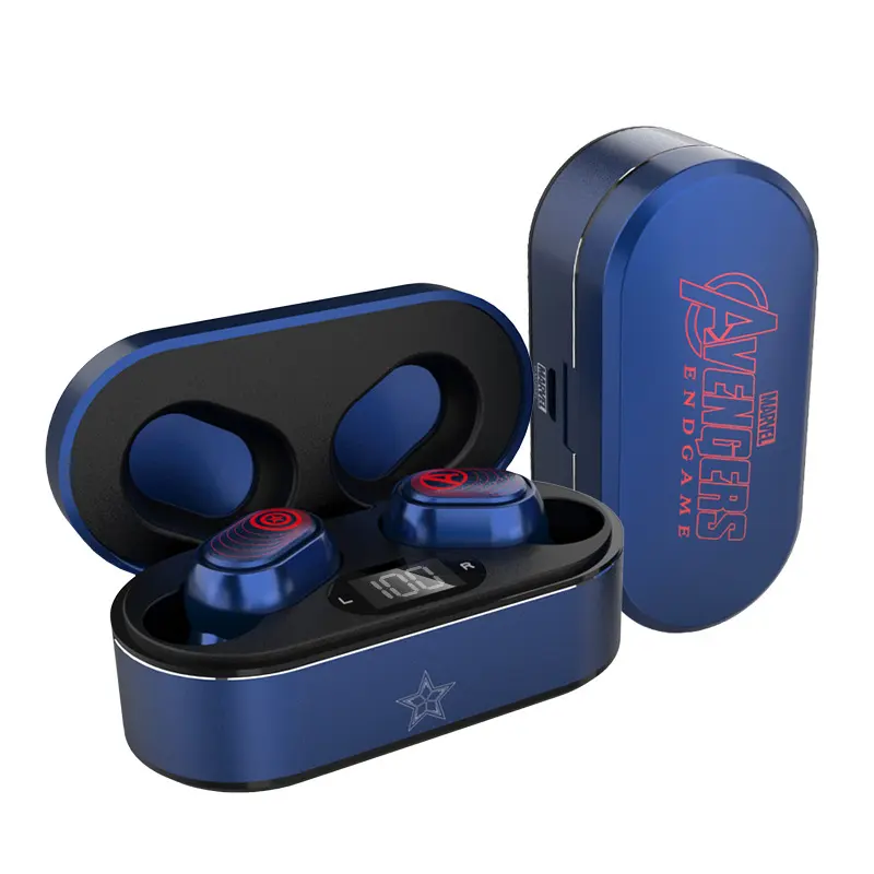 Marvel Captain America earphone in-ear gaming, headphone nirkabel BTMV09, earbud TWS Cool Spider Man Supermican dengan