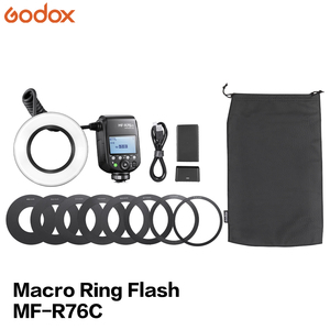 Godox MF-R76C makro LED Ring flaş Speedlite 76Ws tam güç yanıp söner Canon için güç oranının çift flaş tüpleri güç ayarı