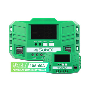 SUNEX Regulador 12V 24V USB LCD Inteligente 10A 20A 30A 40A 60A Panel de Batería PWM Controlador de Carga Solar - Product Image 1