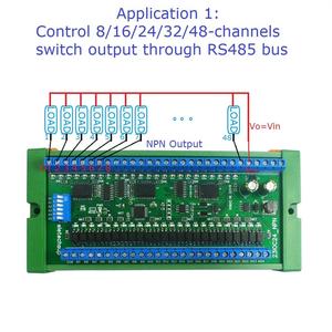 8-48ch Rs485 Npn Pnp Puerto de salida de entrada Interruptor de control remoto Plc Io Placa de expansión Din35 Modbus Rtu Módulo Dc 12V 24vWith Shell - Product Image 3