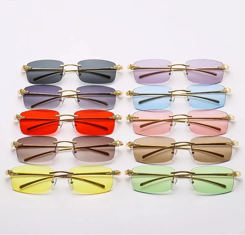 재고 2022 여성 남성 도매 음영 선글라스 인기 Frameless 광장 사각형 선글라스