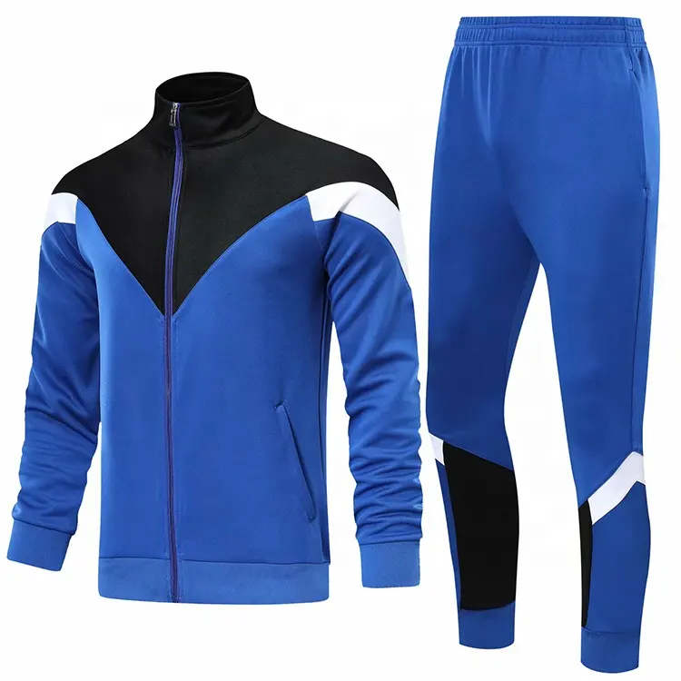 Camisola de manga longa masculina, jaqueta de futebol azul