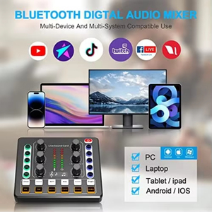 Interfaz de audio M8, mezclador de DJ, efecto de tarjeta de sonido en vivo, podcast perfecto, transmisión en vivo, equipo de estudio de juegos, mezclador de tarjeta de sonido - Product Image 5