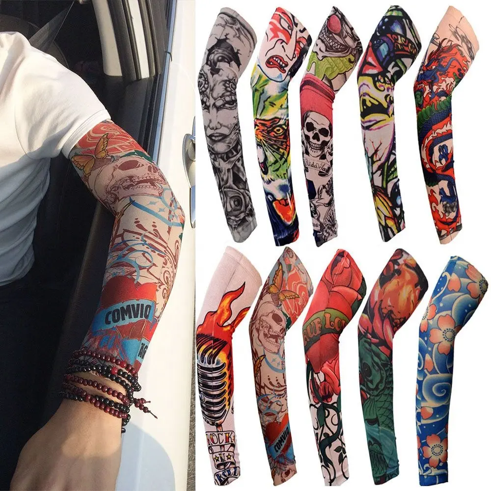 Tatoo Tay Áo Cánh Tay Tay Áo UV Bảo Vệ Đi Xe Đạp Cánh Tay Nén Tay Áo Cho Nam Giới Biểu Tượng Tùy Chỉnh Unisex Cho Người Lớn