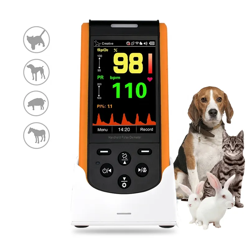 Alta Qualidade Melhor Venda Para Cães e Gatos Veterinária Handheld Spo2 Monitor Oxi Medidor De Pulso