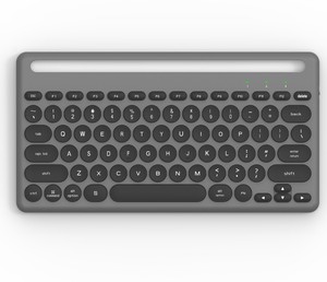 Hot Selling Slim Portable Mini 78 Keys Rechargeable Dual Mode Wireless BT <strong>Keyboard</strong> with Holder Slot for Tablet and Phone - Product Image 2
