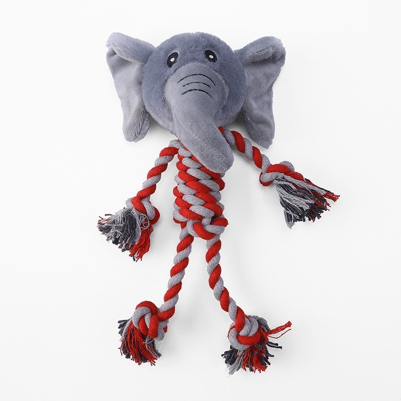 Elefante de cuerda de algodón afelpado - Silencioso