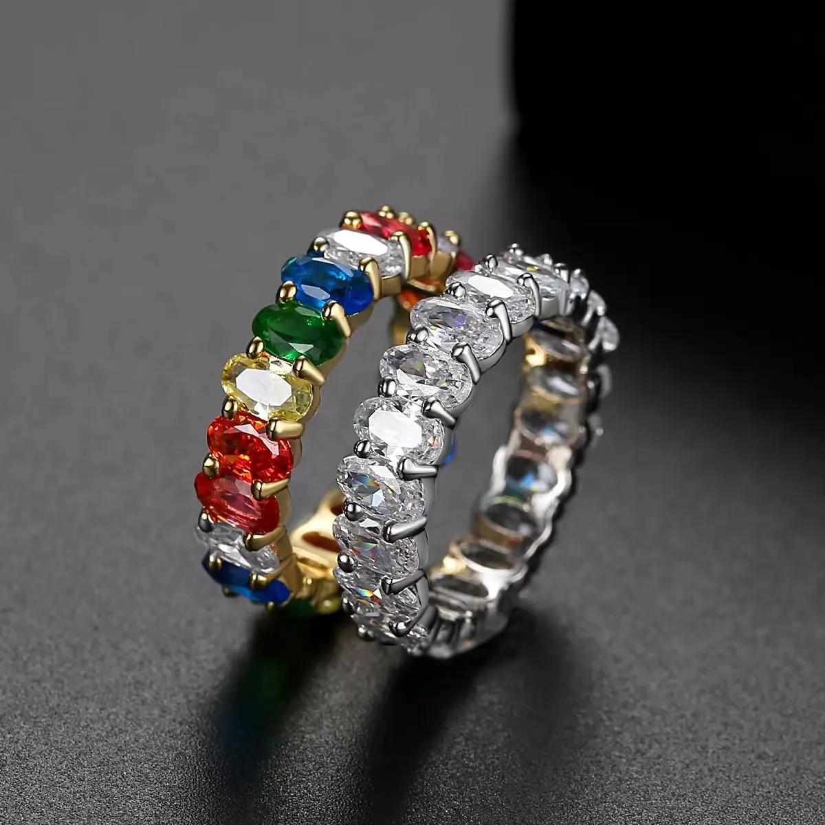 Anel colorido, anel multicolorido de vidro, strass, infinito, casamento, coquetel feminino, anéis