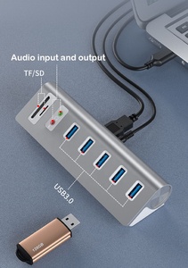 Venta caliente OEM USB 3,0 Hub con adaptador de sonido USB 3,0*5 SD/TF Salida de entrada de audio