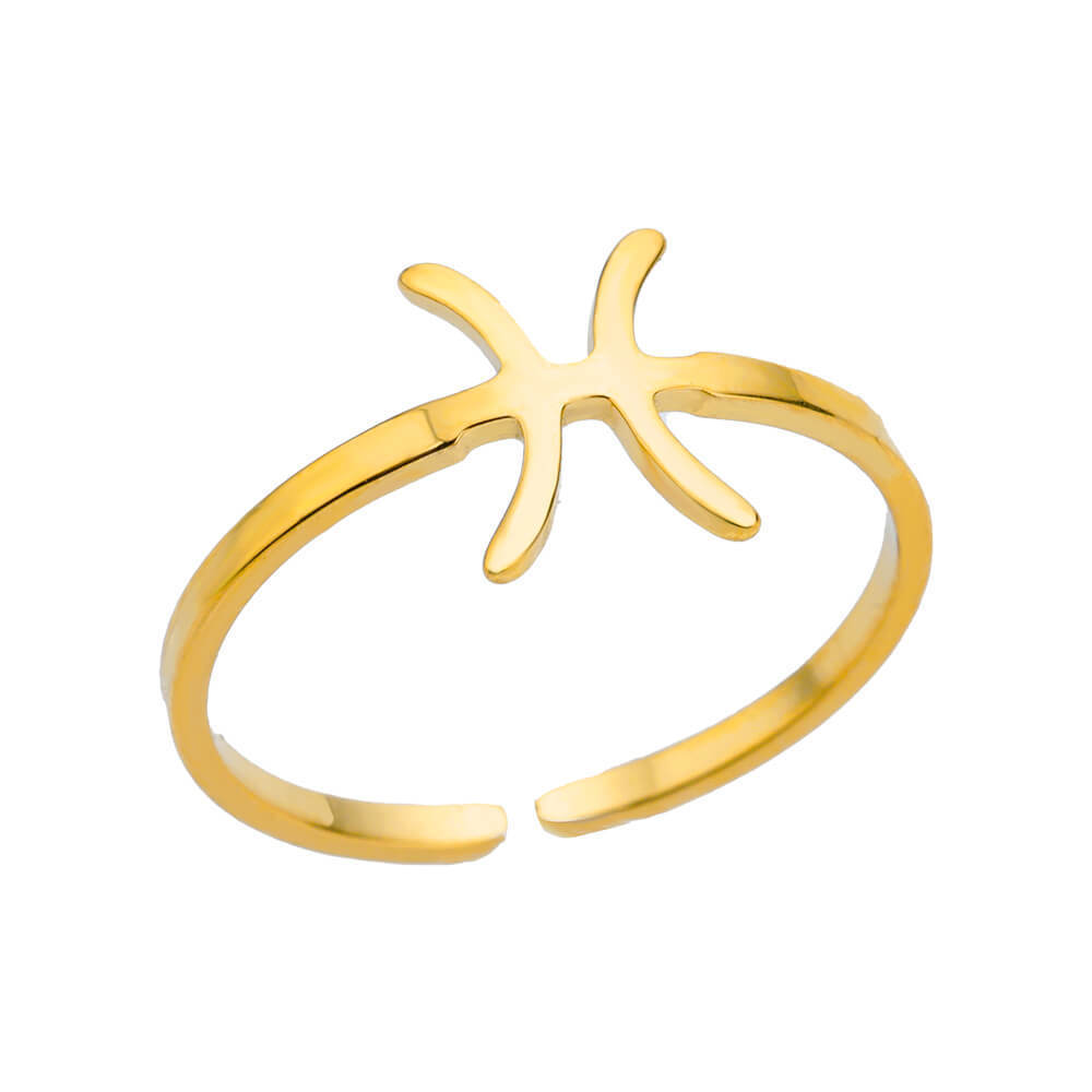 Gold Plated Zodiac Ring - Pisces