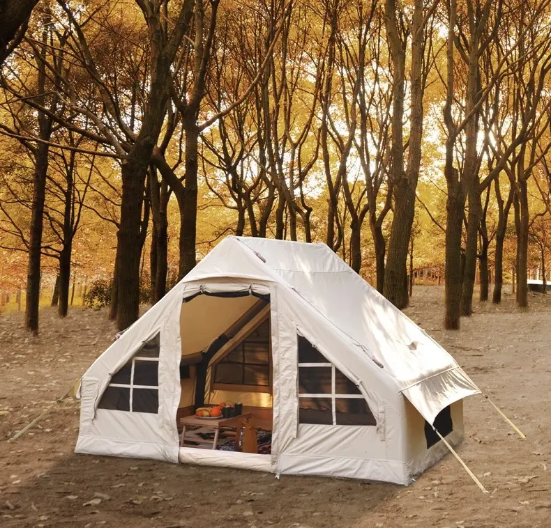 Ms003 tenda inflável para acampamento, barraca de camping ao ar livre, tipo casa requintada, sala grossa, algodão, pano oxford, inverno, várias pessoas, à prova de chuva