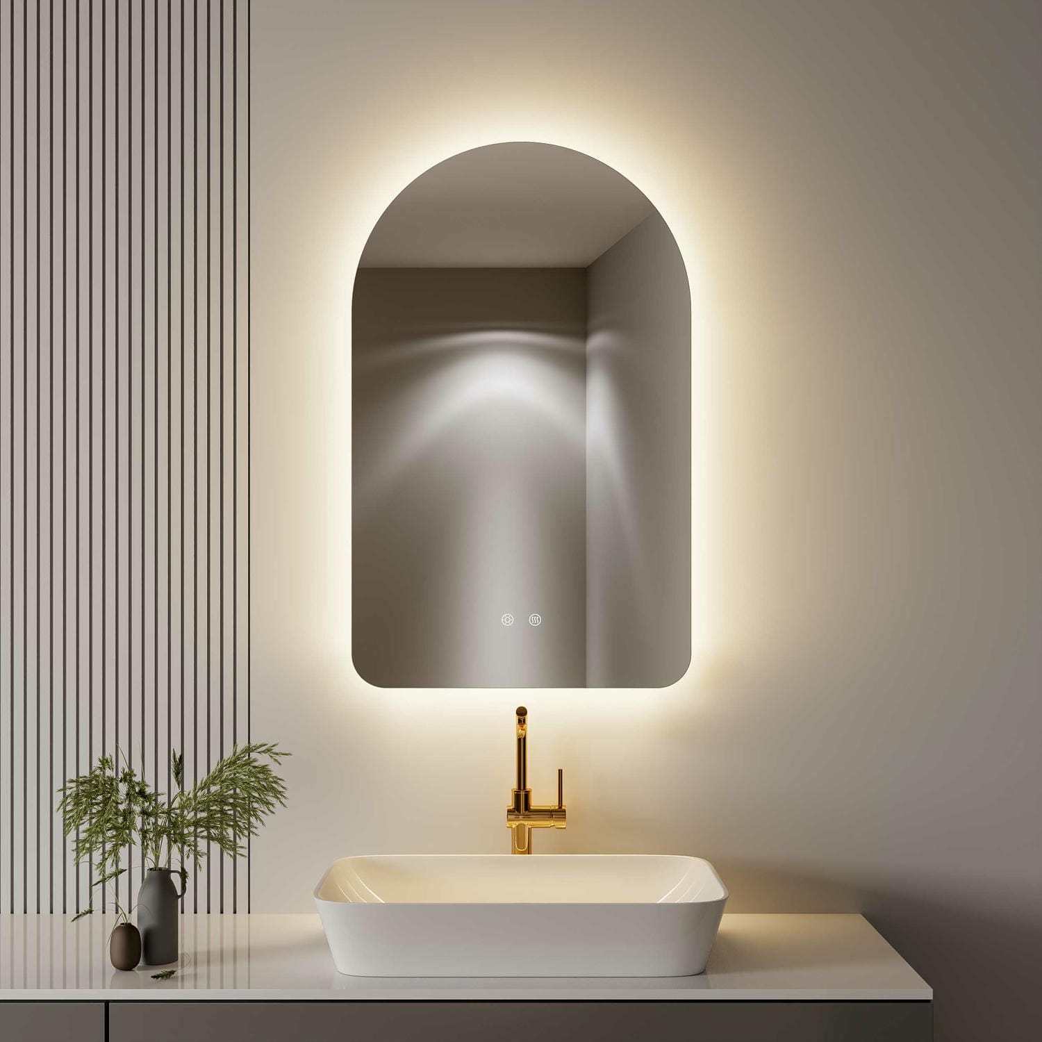 Miroir de salle de bain LED arqué DP343