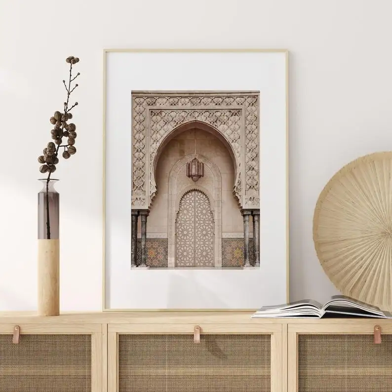 モロッコのドアプリントアラビア建築建物キャンバス壁アート装飾絵画と壁アート